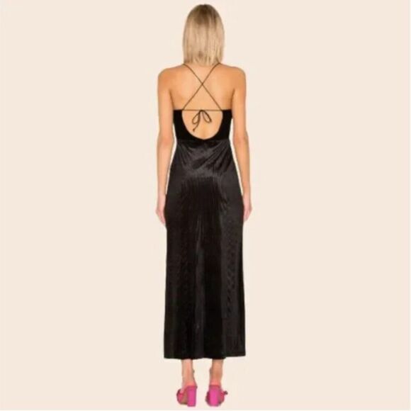 Free People Black Ribbed Velvet Maxi Dress Size XS Tagged - Picture 2 of 16